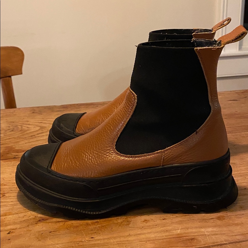 INTENTIONALLY BLANK Black and Brown Ankle Boots